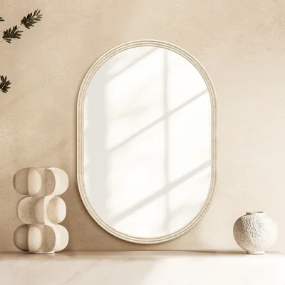 The Range Ridged Oval Mirror - Neutral