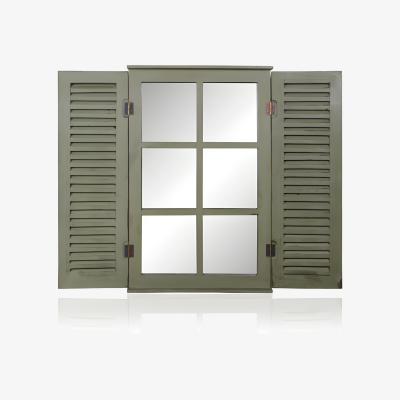 The Range Country Window with Slatted Shutter Design Glass Mirror - Silver