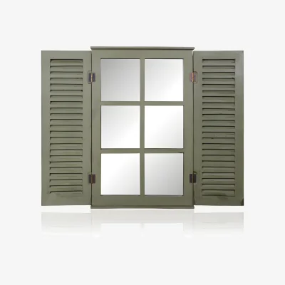 The Range Country Window with Slatted Shutter Design Glass Mirror - Silver