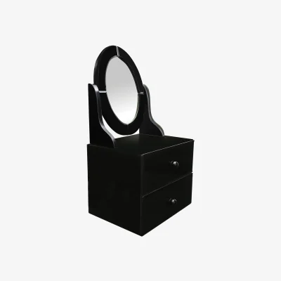 The Range Gala Black Glass Vanity Mirror with Drawers