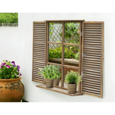 The Range Country Slatted Shutter Window Design Glass Mirror - Silver