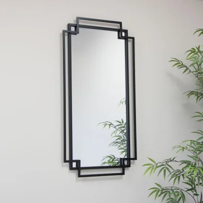 The Range Black Matt Wall Mirror 94cm x 48cm - Gold