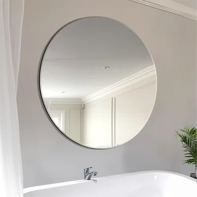 The Range Frameless All Glass Bevelled Classic Design Round Mirror - Mirrored / Extra Large