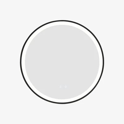 The Range Round Black Framed LED Mirror with Touch Controls - Black / 60cm
