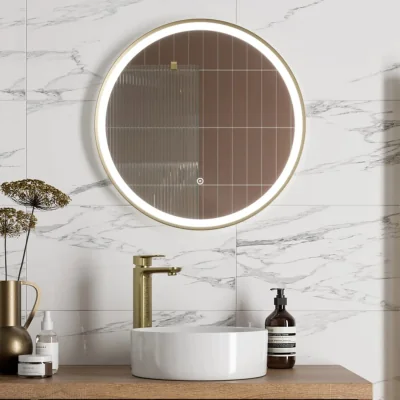 The Range Bathwell Round LED Mirror with Demister - Brushed Brass