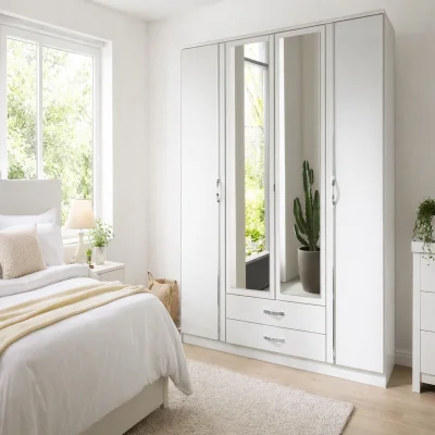 The Range Duo 078453 4 Door 2 Drawer Mirror - White