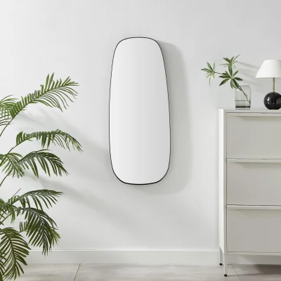 The Range Elodie Metal Large 120x50 Pebble Shape Wall Mirror - Black