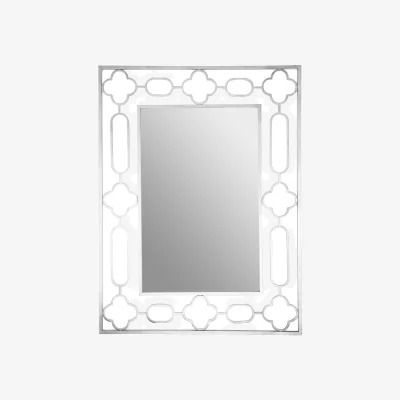 The Range Stockholm 3D Effect Wall Mirror with White High Gloss Finish - Silver