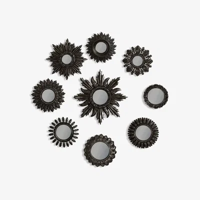 Rockett St George Set of 9 Ornate Antique Black Framed Mirrors