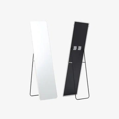 The Range HomeScape Mirror with Modern Rectangular Metal Frame - Silver White