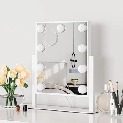 The Range NECHE Hollywood LED Vanity Mirror with 9 Dimmable Bulbs - White