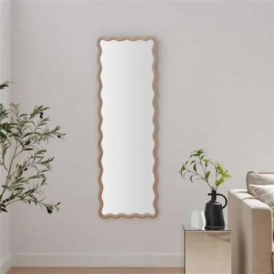 The Range Damaris Wood Full Length 150x50cm Wavy Rectangle Wall Mirror - Wood