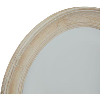 The Range Rustic Round Wood Framed Mirror - Antique White