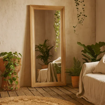 The Range Large Natural Wood Full Length Framed Mirror - Brown