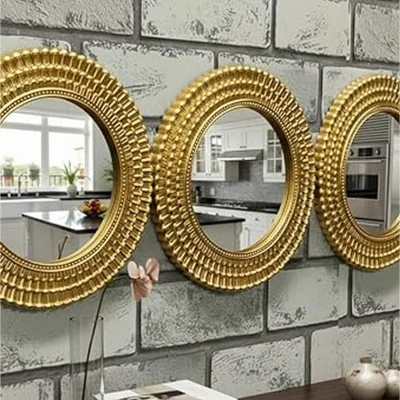 The Range 3 Moroccan Style Round Mirror Gold Metallic 26 Cm - GOLDEN