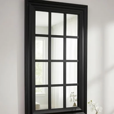 The Range Window Pane Mirror Black Plastic Framed 73x43Cm -  BLACK