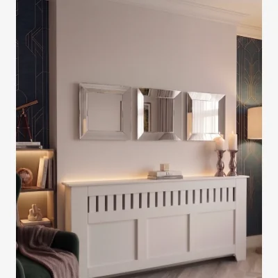The Range 3x Silver Bevelled Edges 3D Wall Plastic Mirror Square Frame 39.5 X 39.5 X 3 CM - Silvery