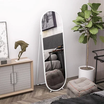The Range HOMCOM Hanging Full Length Mirror Wall-Mount or Leaning - White