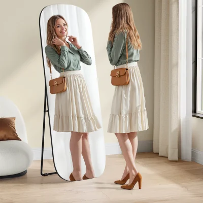 The Range Full Length Mirror, 160 x 50 cm, Rounded Rectangle Full Body Floor  - Ink Black