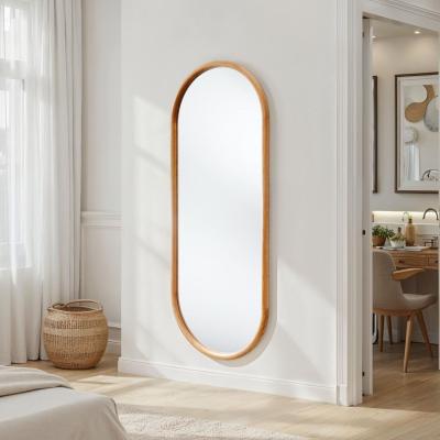 The Range Solid Oak Oval Full Length Mirror - Oak