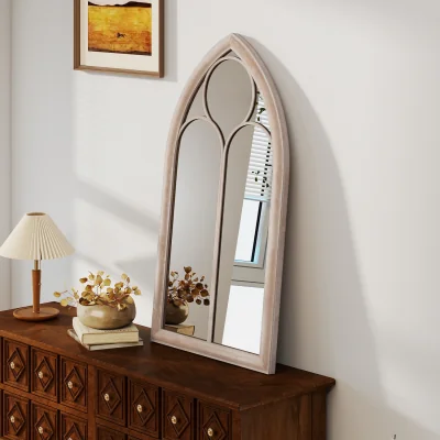 The Range Arched Frame Farmhouse Wall Mirror - Grey