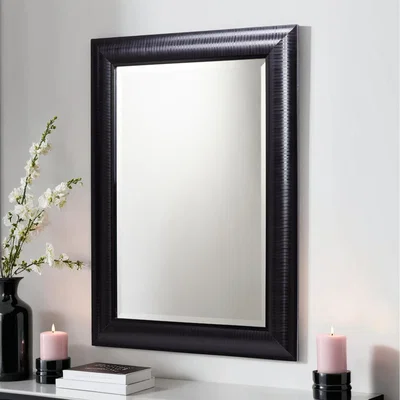 The Range Textured Black Framed Wall Mirror - Black / 77cm