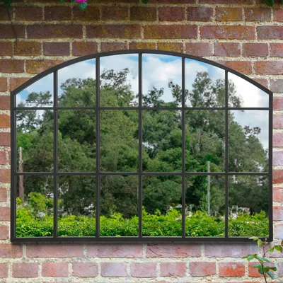 The Range Arcus Overmantle Arch Wall Garden Mirror - Black / 65cm
