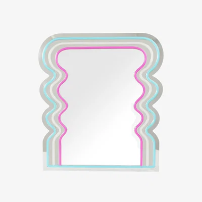 The Range Small Neon Wave Mirror - Purple & Blue