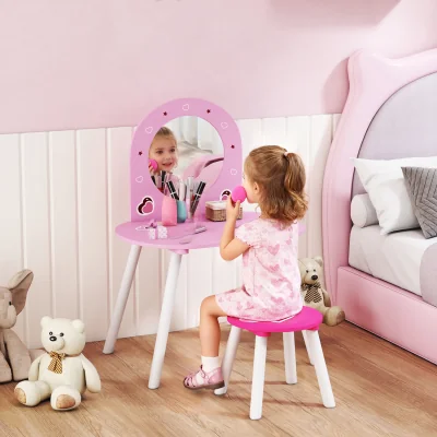 The Range Girls Vanity Table with Stool and Mirror - Pink