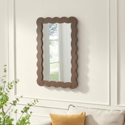 The Range Wiggle Walnut Wood Medium Rectangle 90x60cm Wall Mirror - Walnut