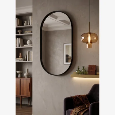The Range Black Oval Deep Aluminium Frame Mirror 70 X 50 X 3.5 CM - Blacky