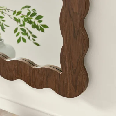 The Range Wiggle Walnut Wood Long Rectangle 120x80cm Wall Mirror - Walnut