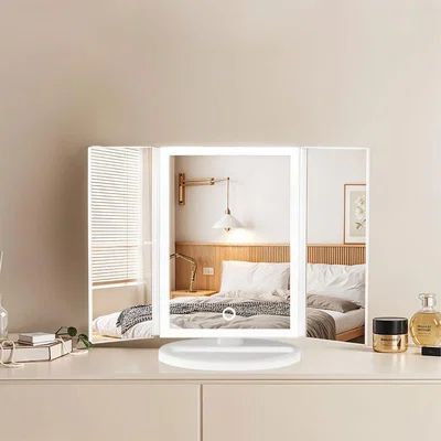 The Range Lifeideas Makeup Mirror with LED Light Strip and 2 Square Magnifiers - White