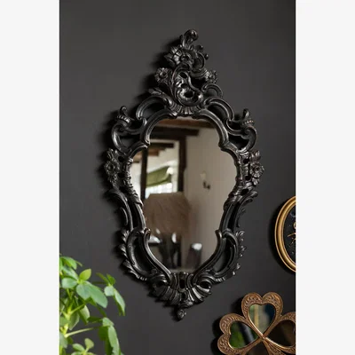 Rockett St George Beautiful Ornate Black Wall Mirror
