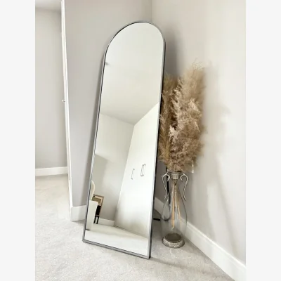 The Range Silver Arched Metal Frame Mirror Wall & Floor Standing - 145 x 45cm - Silver