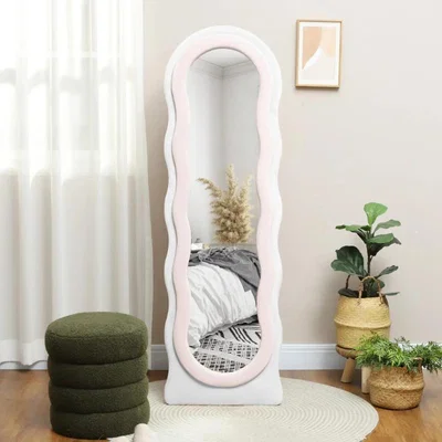 The Range Wavy Velvet Feel Full Length Mirror - Pink