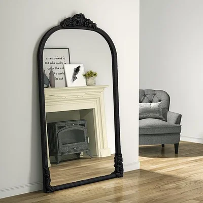 The Range Carved Arched Vertical Full Length Mirror - Black
