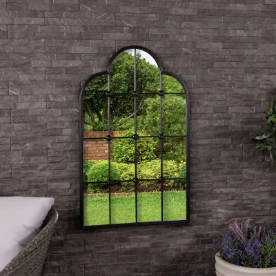 The Range Monaco Garden Mirror Weather Resistant Wall Mount - Black