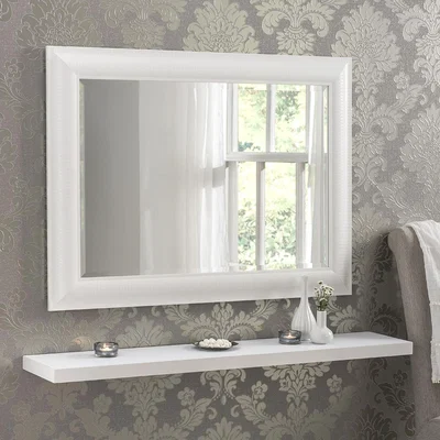 The Range Textured White Framed Wall Mirror - White / 77cm