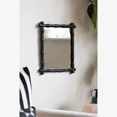 Rockett St George Black Bamboo Effect Framed Mirror