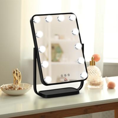 The Range Hollywood Makeup Mirror with LED Lights, Tabletop Vanity - Black