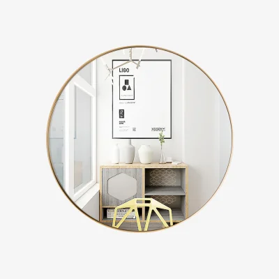 The Range Costway 70cm Modern Metal Hanging Mirror-Gold - Gold