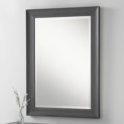 The Range Grey Scooped Rectangular Framed Mirror - Dark Grey / 91.5cm