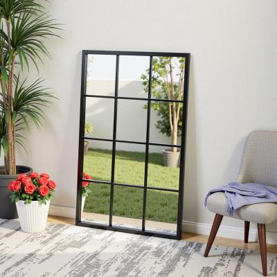 The Range Mirror Metal Window Frame Wall Accent - Black