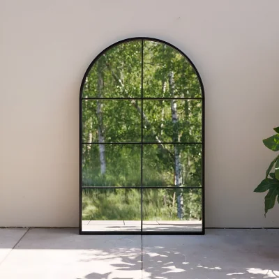 The Range Round Arch Metal Frame Illusion Mirror - Black