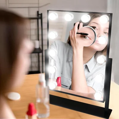 The Range GloBrite Black Makeup Mirror with 12 LED Lights - Black