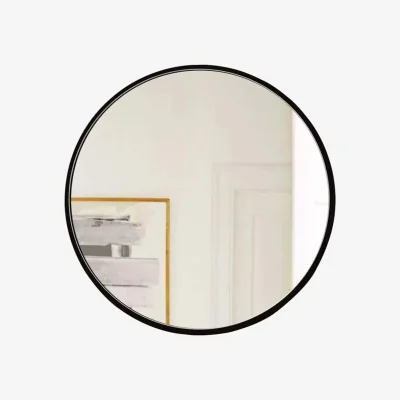 The Range Large Modern Minimalist Round Wall Mirror - Black