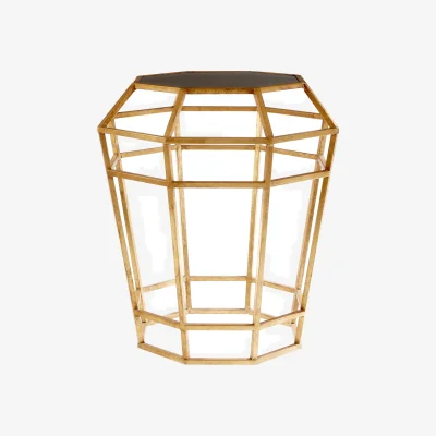 The Range Zariah Mirror Top and Geometric Base Table - Gold