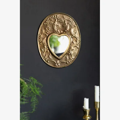 Rockett St George Ornate Bronze Metal Heart Mirror
