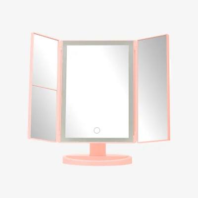 The Range Cassini Tri Fold Pink LED Table Mirror - Pink